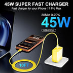 Phone 17 16 Pro Max Charger Fast Charging, 45W USB C Phone 17 16 Super Fast Charger Block with 10ft Long Type C Charging Cable Cord for i.Phone 17 Pro Max/17 Pro/17 Air/17/16/16Pro/16 ProMax-Yellow