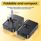 ETwinCoo Black 2-Prong to 3-Prong Adapter, Swivel Polarized Grounding Converter with Flat Wall Plug, Fireproof 3-Outlet for Household Use (2 Pack)