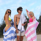 HENBAY Cotton Oversized Beach Towel - Large 70 x 35 Inch Pool Towel, Orange Striped Quick Dry Swimming Cabana Towel