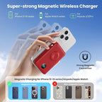 6 in 1 Magnetic Portable Charger for iPhone with Built-in Cables, 10800mAh 25W PD Fast Charging Power Bank, 6 Outputs Travel Essential Battery Pack for iPhone 17/16/15/14/13/12,Apple Watch (Red)