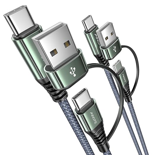 AINOPE USB C to USB C Cable, 2 Pack 1.5 FT USB C Cable Fast Charging with USB to USB C Adapter, 60W USB to USBC Cable for iPhone 17 Pro Max Air Type C Cable for iPhone 16/15/14/13/12, Grey