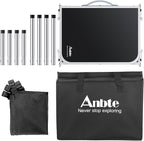 Anbte Folding Camping Table with Storage Net, 3ft Camping Table Aluminum Folding Table with 3 Adjustable Height Max 27.1 Inch Picnic Table Portable Table for Outdoor Backyard BBQ, Black