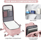 Travel Backpack for Women Airline Approved Carry on Backpack for Airplanes Mochila De Viaje Personal Item Travel Bag Spirit Airlines Personal Item Bag 18x14x8 Backpack for Traveling on Airplane Pink