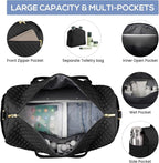 Travel Weekender Duffle Bags for Women - Large Carry On Bag with Shoe Compartment Overnight Bag with Toiletry Bag Duffel Bags with Wet Pocket for Gym Hospital Bags for Labor and Delivery Black