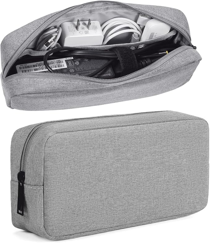 CAAORDKSO Electronic Cable Organizer Bag, Travel Accessories Carry Case Portable Waterproof Electronics Organizer Case for Cable, Cord, Charger, Phone, Power Bank, Earphone (Big-Light Grey)
