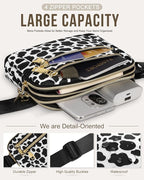 Capolo Fanny Packs for Women Fashion Waist Packs Bag with Adjustable Strap and 4 Zipper Pockets Waterproof Everywhere Crossbody Belt Bag for Workout Running Travelling(Cow Print, Large)