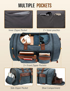Canvas Duffle Bag for Travel 50L Expandable Travel Duffel Bags for Men Women Overnight Weekend Gym Bag with Shoes Compartment - Navy blue