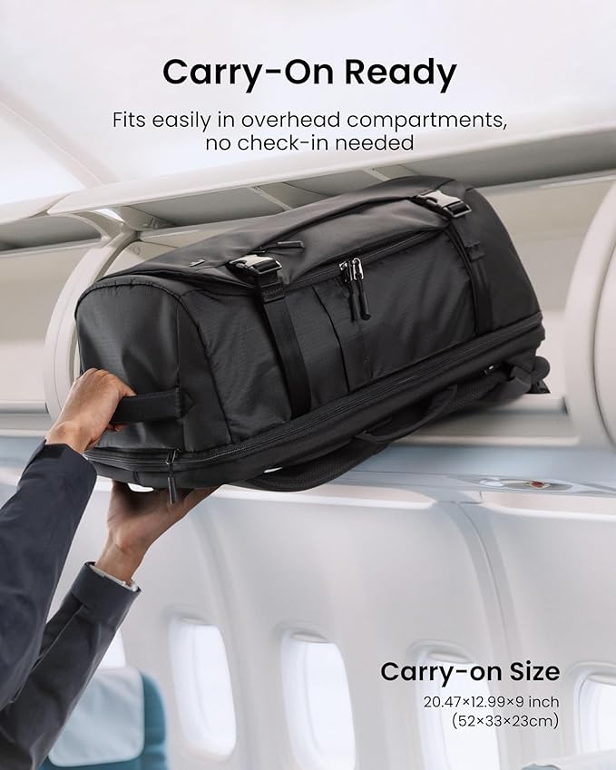 tomtoc Travel Backpack 40L, TSA Friendly Flight Approved Carry-on Luggage Hand Water-resistant Lightweight Business Rucksack, Durable Large Weekender Bag Daypack Fits 17.3 Inch Laptop