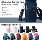 DYSANKY 32 oz Insulated Water Bottle | Thickened Stainless Steel Vacuum Metal | Portable Sports Water Jug for Gym and Hiking with Straw, Carrier Bag, Handle Strap | BPA-Free 32 oz