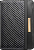 Passport Holder Cover RFID Blocking Slim Minimalism Travel Wallet Carbon Fibre Card Organizer,Black