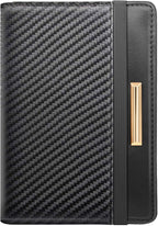 Passport Holder Cover RFID Blocking Slim Minimalism Travel Wallet Carbon Fibre Card Organizer,Black