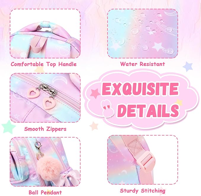 PIG PIG GIRL Kids Backpack for Girls - School Bags for Middle School Students - Book Bag for Elementary Primary - Kawaii Ita Backpack - Pink Planet