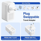 Voltage Converter US to Europe, 220V to 110V Step Down Converter for Travel, 2500W Power Converter Adapter Combo with USB-A USB-C and UK/AU/US/IT/EU Travel Plug Adapters, Hair Dryer Compatible