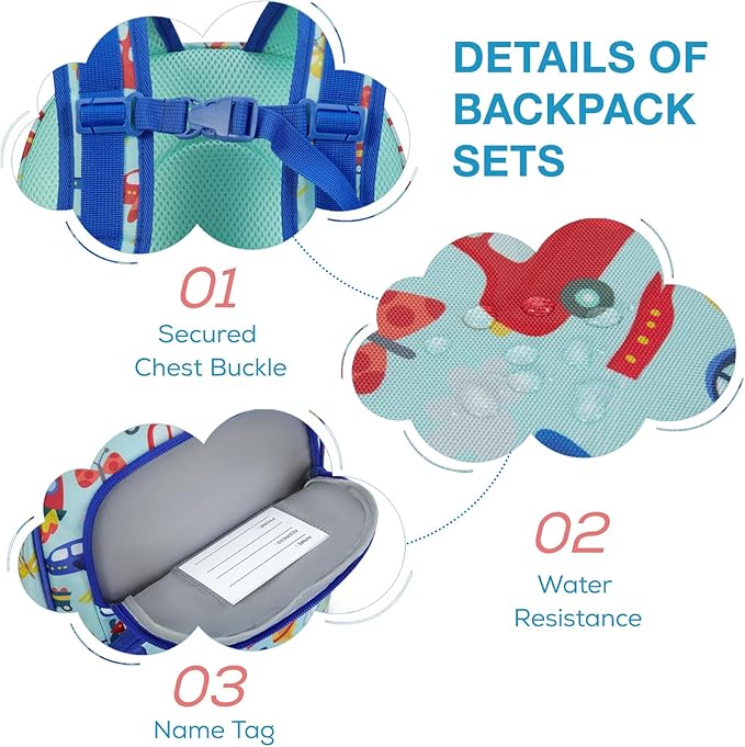 mommore Kids Backpack for Boys Girls 4-8 Kindergarten Elementary School Backpack with Lunch Box - 15” H Fit Folder