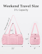 Quilted Travel Duffle Bag for Women Medium Weekender Bag Puffer Overnight Bag Large Soft Puffy Duffel Bag Carry-On Gym Bag Lightweight Personal Item Travel Bag for Trips Business Sport Airplane