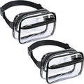 Packism Clear Fanny Pack Stadium Approved - 2-Pack Plus Size 35-51 inches Adjustable Strap Clear Belt Bag for Women Men Transparent Waist Bag for Concerts, Sporting Events, Black
