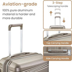 4 Piece Luggage Set, Hardside Expandable Lightweight Suitcase with 360° Mute Spinner Wheels Luggage Sets, TSA Lock, 14/20/24/28 Inch Travel Luggage for Men, Women and Girls (Champagne 3)