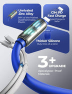 LISEN USB C to Lightning Cable, 240W 4 in 1 Charging Cable 6.6FT, Chubby USB A/C to C/Lightning with Light for iPhone Charger Fast Charging iPhone Air 17 16 15 14 Pro/MacBook/iPad, Dark Blue