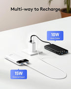 Orfeika Portable Phone Charger, 10000mAh Portable Charger Power Bank with Built-in Cables, Travel Essential Battery Pack Compatible with iPhone, Samsung, Google, iPads, Tablets, etc