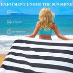 Exclusivo Mezcla 4 Pack Cotton Large 30x60 Inches Soft Cabana Stripe Thick Beach Towel, Super Absorbent Travel Bath Pool Towel (Charcoal Grey)