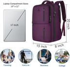 MATEIN Travel Backpack for Women, Extra Large 40L Carry on Backpack, Water Resistant College Bag Computer Bag Gifts for Women & Men Fits 17.3 Inch Laptop, Purple