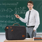 ESTARER Messenger Bag 17.3 Inch, Mens Computer Bag for Teacher/College/Work/Travel, Water-resistant Canvas Laptop Bag Satchel Briefcase, Dark Grey