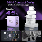 USB C Fast Wall Charger Block, 2Pack 60W USBC Charging Cubes, 5-Port PD+QC Power Adapter Multiport Brick Type C Box Plug for Phone 17/16/15/14/13/12/11/Pro Max/Plus, Pad Mini/Pro/S25/S24-Lavender