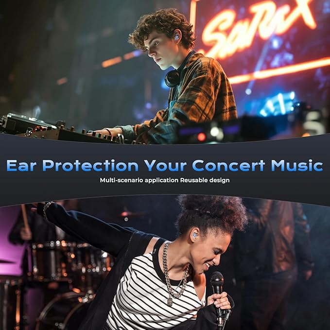 Yawsoy Concert Ear Plugs, 2 Pairs High Fidelity Ear Plugs with Acoustic Filter, Noise Reduction for Musicians