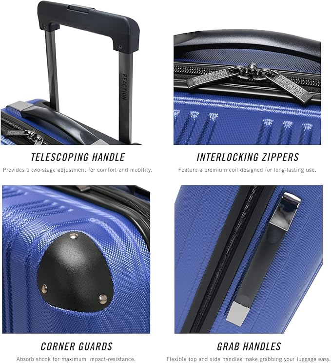 Kenneth Cole REACTION Out of Bounds Lightweight Hardshell 4-Wheel Spinner Luggage, Cobalt Blue, 20-Inch Carry On