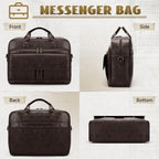 RAINSMORE Mens Laptop Bag PU Leather Messenger Bag 15.6 Inch Briefcase Vintage Computer Satchel Bag for Work Business