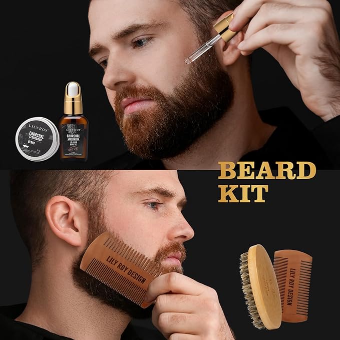 Fathers Day Gifts for Men - Bath and Beard Gift Set for Men, Bath & Body Care Kit for Him with Beard Wax | Valentines Day, Christmas, Birthday, Spa Kit Travel Bag Gift for Dad