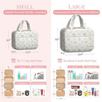 HOTOR Travel Toiletry Bag - Hanging Toiletry Bag for Women & Men, Makeup Bag/Big Comparment, Waterproof for Travel Accessories, Travel Essentials, Medium, Beige with Colorful Floral