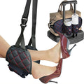 3 in 1 Airplane Footrest Foot Hammock with Luggage Cup Holder & Suitcase Strap to Relax Your Feet and Free Hands, Travel Essentials, Black