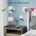 K KASONIC - 3-Outlet Grounding Adapter, [UL Listed] Plug Extender, Heavy-Duty Grounded Power Tap - 3 Pack (Black)