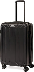 NONSTOP NEW YORK Luggage Expandable Spinner Wheels hard side shell Travel Suitcase Lightweight, TSA Lock, Double USB Port (Black, Checked-Medium 24-Inch)