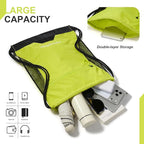 Waterproof Drawstring Backpack for Men/Women, Lightweight Sports Bag for Gym, Beach, Swim, Hiking, Running & Cycling, Anti-Stain with Quick-Access Mesh Pocket, Green 14.2"×2.8"×17.7"