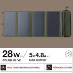 ELECOM NESTOUT 15000mAh Outdoor Power Bank + 4-Panel Solar Panel Charger + Flash-1 LED Flash Light Panel 1000 Lumen - Beige