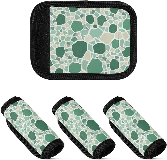 2 PC Luggage Handle Wrap Luggage Handle Covers Tags for Suitcase Bags Travel Luggage Handle Identifier Gripper Monochromatic Terrazzo Green