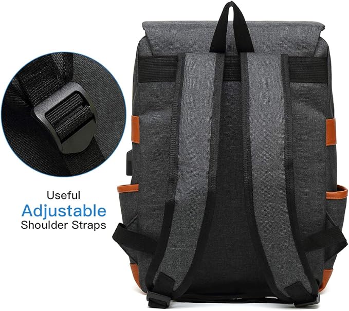 Mancio with USB Charging Port, Elegant Water Resistant Travelling Backpack Casual Daypacks College Shoulder Bag for Men Women, Fits up to 15.6Inch Laptop,Purple