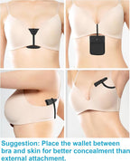 RFID-Blocking Travel Bra Wallet, Hidden Money Pouch with Adjustable Elastic Strap, Ideal Secret Pocket Protect Your Passport Credit Cards Valuables