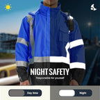 SKSAFETY Hi Vis Safety Rain Jacket for Men, Construction Work Rain Gear Heavy Duty Class 3 Rain Coat Waterproof Lightweight