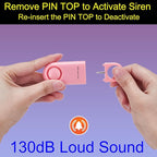 2 Pack Personal Safety Alarm 130db User-Replaceable Battery SOS Emergency Loud Sound Siren Keychain Alert for Women, College Students, Children, Night Runner, Hiking, Camp, Bear Alarm. Pink