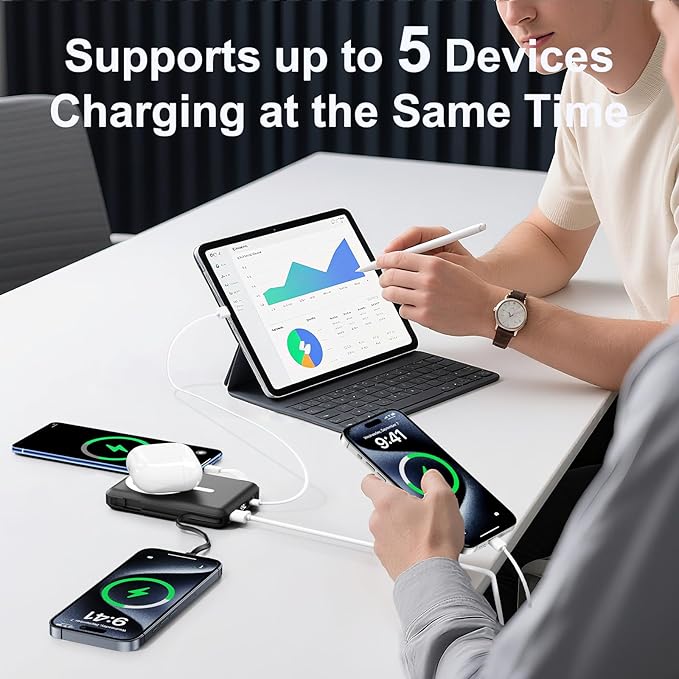 for Magsafe Power Bank, 10000mAh Magnetic Power Bank with USB-C Cable and PD 20W USB C Fast Charging LED Display, Wireless Portable Charger for iPhone 17/16/15/14/13/12/Pro/Pro Max