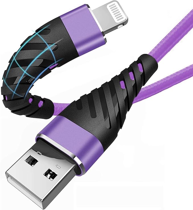 CyvenSmart (2 Pack) Long iPhone Charger 6ft for [MFi Certified], 6 Foot Lightning Cable Fast Charging Cord 6 Feet for iPhone 12/12 Pro/11/11 Pro/11 Pro Max/XS/XS Max/XR/X/8/8 Plus/7/7 Plus/6 Lavender