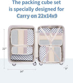 Narwey 6 Set/5 Set Compression Packing Cubes for Travel Kids Women Carry on, Packing Organizers Bag for Backpack Luggage Suitcase Duffle Bags