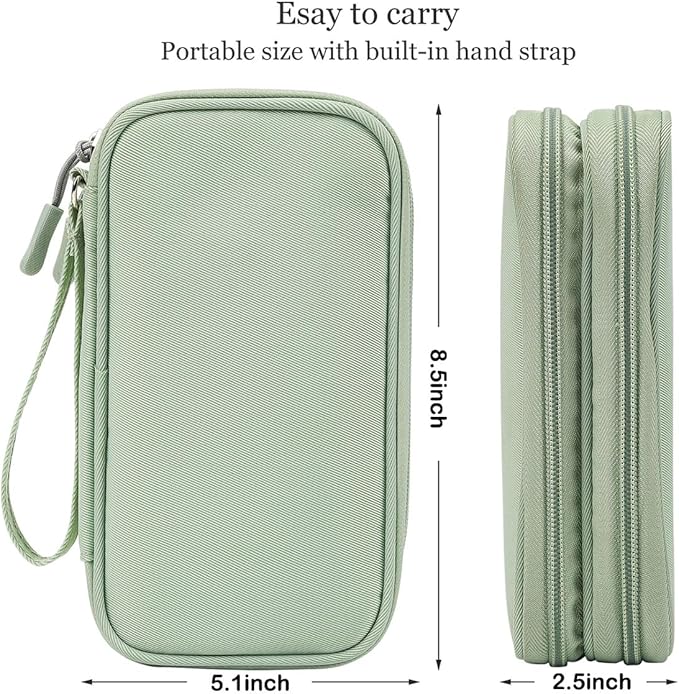 CAAORDKSO Electronic Organizer Bag, Travel Cable Organizer Pouch Electronic Accessories Carry Case, Double Layers Tech Pouch Travel Essentials for Men, Women, Backpack, Business (Mint Green, Large)