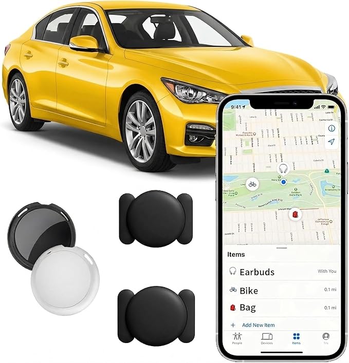 2 Pack GPS Tracker for Vehicles with Magnetic Case Global Real-Time Bluetooth Tracking Device for Cars Hidden Work with Apple Find My (iOS Only) Waterproof No Fee No Subscription No SIM Card Required