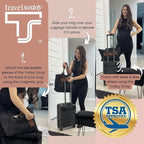 Trolley Strap Carryon Luggage Strap Over Suitcase Handle for Attaching Carryon Bag Travel Accessories TSA Approved Carry-On Add a Bag Belt Sleeve for A Tote Backpack Purse (Dark Brown)