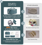 BOYATU Travel Makeup Bag Cosmetic Bags for Women: Large Capacity 3 Pcs Set Make up Bag with Compartments - Waterproof Vegan Leather Toiletry Organizer Bags with Handle (Z-63Blue)