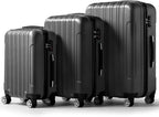 3 Piece Luggage Sets, Lightweight ABS Suitcase with 4 Spinner Wheels ＆ TSA Locks, Hardside Carry On Luggage Durable Suitcase Set for Family Travel Business - Dark Grey, 20/24/28